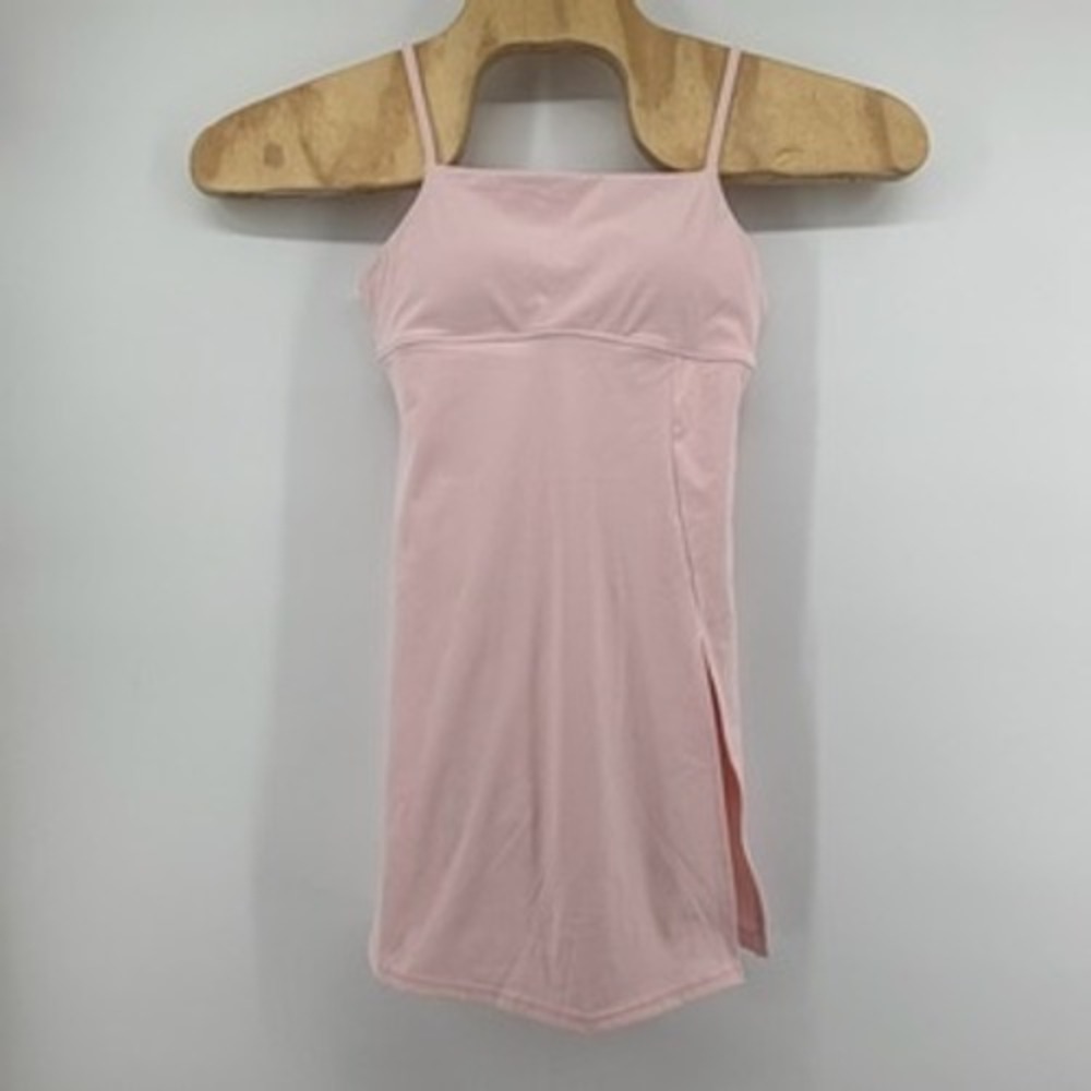 ABOCIW Pink Exercise Dress Built-in Shorts Shelf Bra Square Neck Small NWT